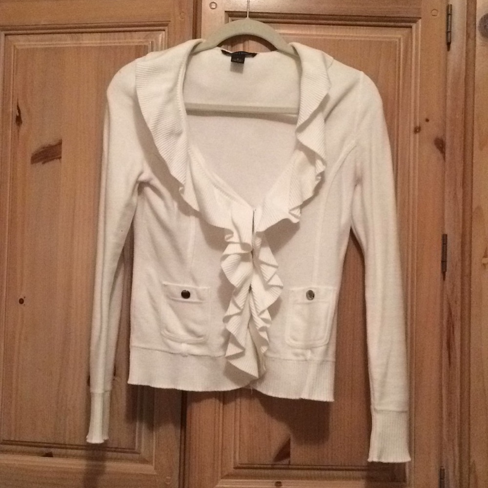 White ruffle sweater